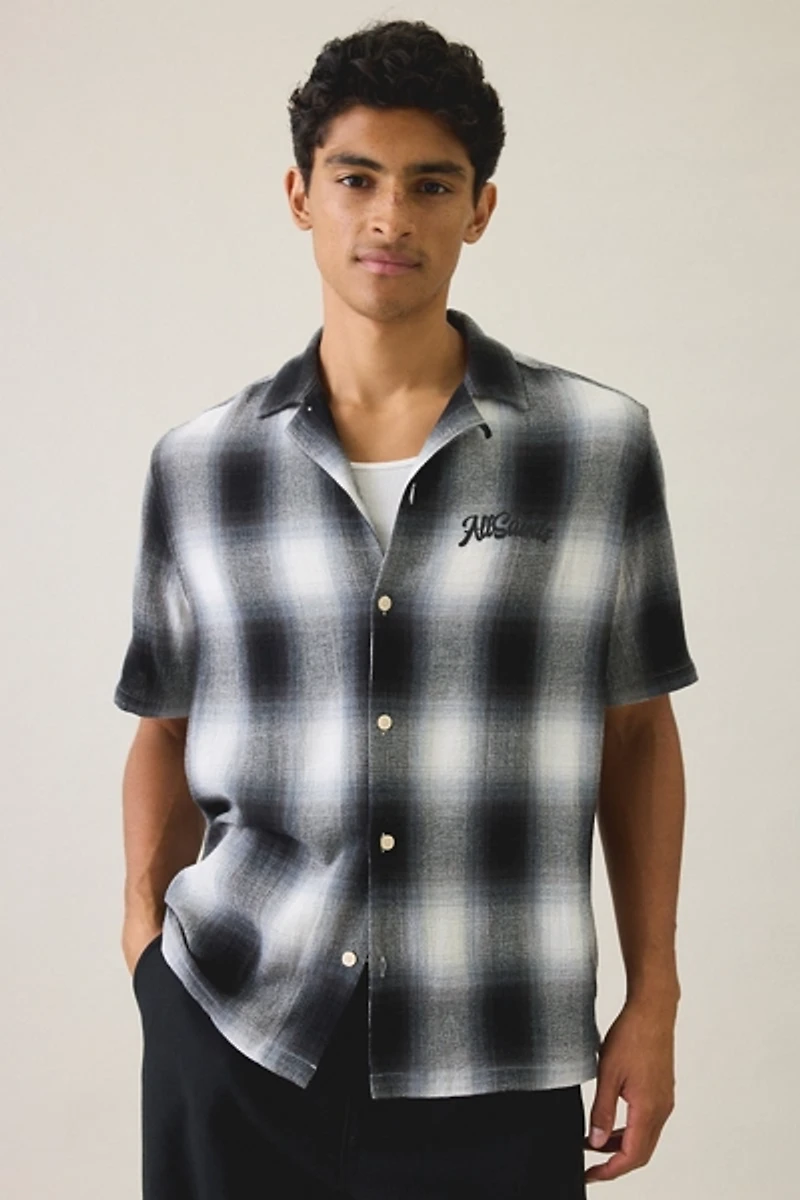 AllSaints Fade Out Check Short Sleeve Shirt