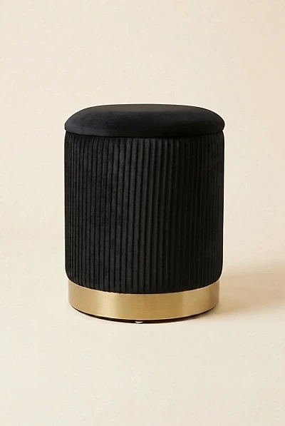 TOV Furniture Zoe Ribbed Velvet Upholstered Storage Ottoman