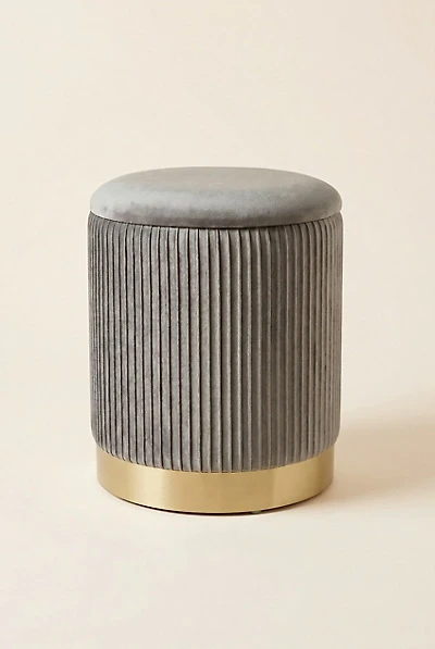 TOV Furniture Zoe Ribbed Velvet Upholstered Storage Ottoman