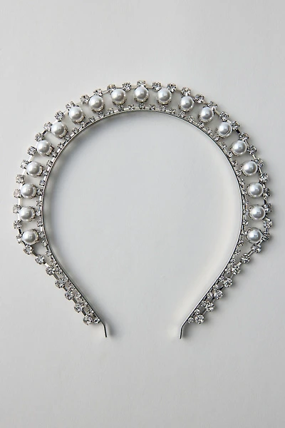 Feyra Rhinestone & Pearl Crown Headband