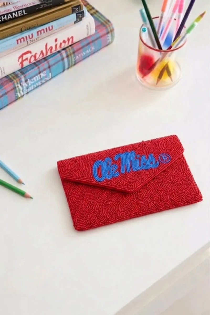 Collegiate Beaded Mini Envelope Clutch Bag