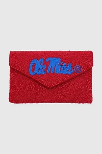 Collegiate Beaded Mini Envelope Clutch Bag