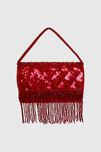Rhubarb Fringe Evening Handbag
