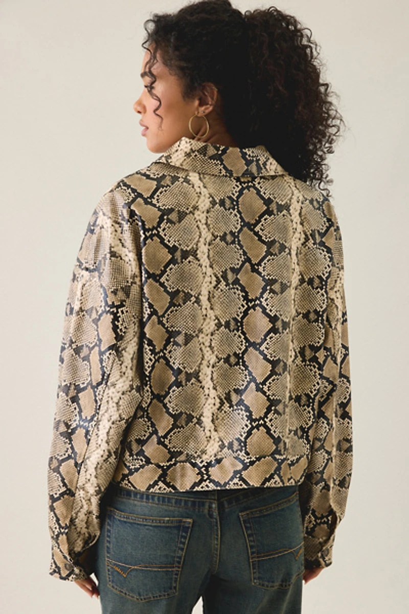 Lioness Angel Snake Print Faux Leather Jacket