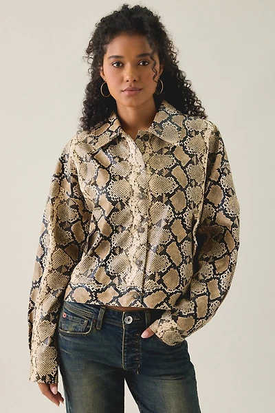 Lioness Angel Snake Print Faux Leather Jacket