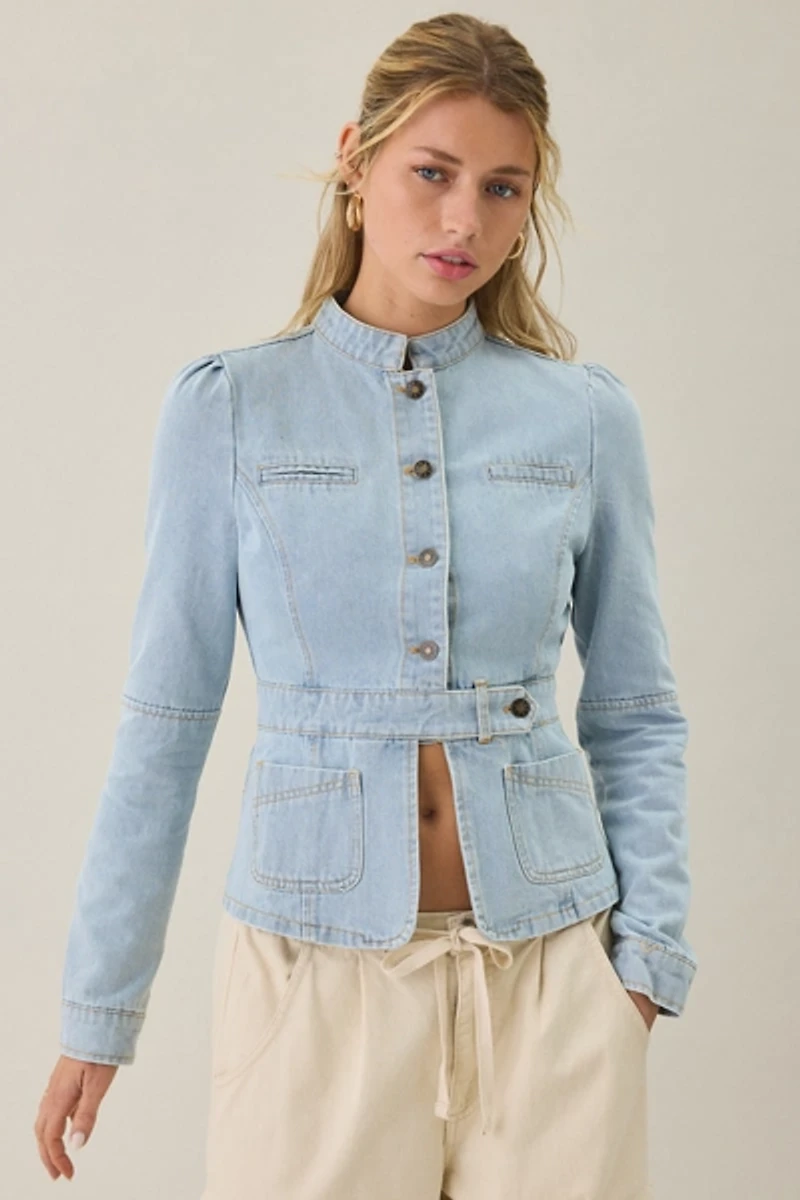 Lioness Brooklyn Denim Military Jacket