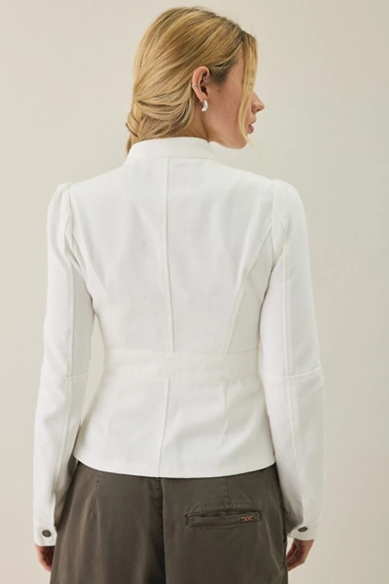 Lioness Brooklyn White Denim Military Jacket
