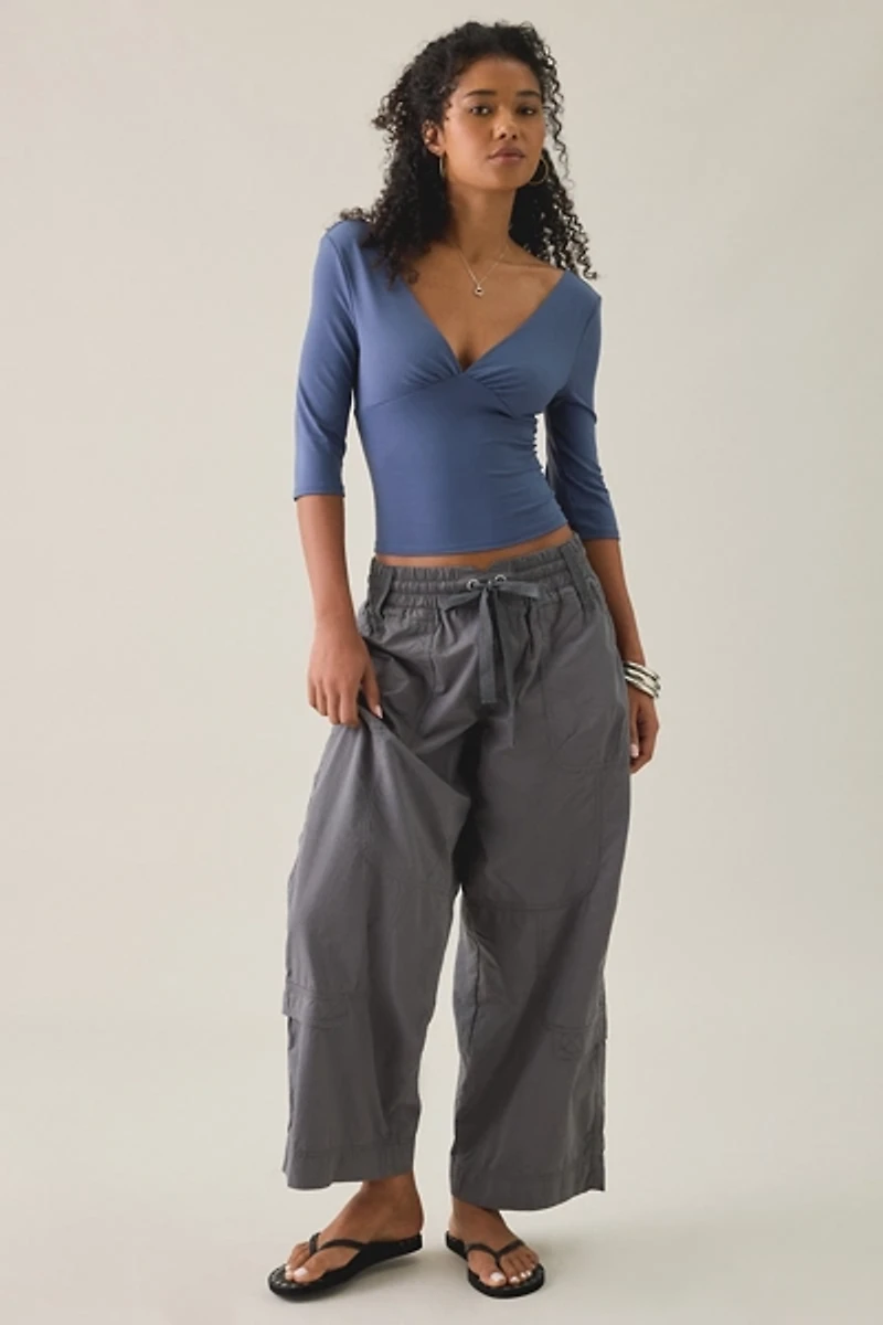 Lioness Canyon Plunging 3/4 Sleeve Crop Top