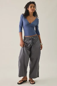 Lioness Canyon Plunging 3/4 Sleeve Crop Top
