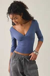 Lioness Canyon Plunging 3/4 Sleeve Crop Top