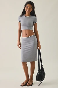Lioness Laguna Contrast Piped Low-Rise Midi Skirt
