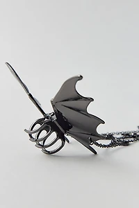 Spiderweb-Draped Bat Claw Clip