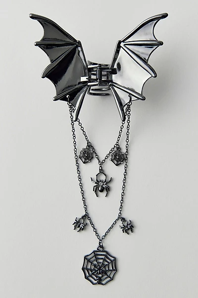 Spiderweb-Draped Bat Claw Clip