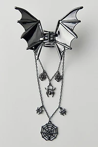 Spiderweb-Draped Bat Claw Clip