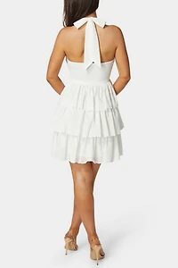 Bebe Women's Tiered Eyelet Halter Dress