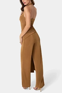 Bebe Slinky Drop Waist Halter Jumpsuit