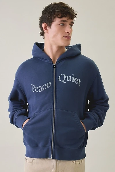 Museum Of Peace & Quiet Stencil Graphic Zip-Up Hoodie Sweatshirt