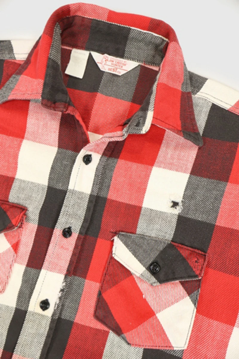 Vintage Red Plaid Button-Down Shirt