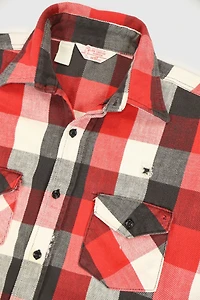 Vintage Red Plaid Button-Down Shirt