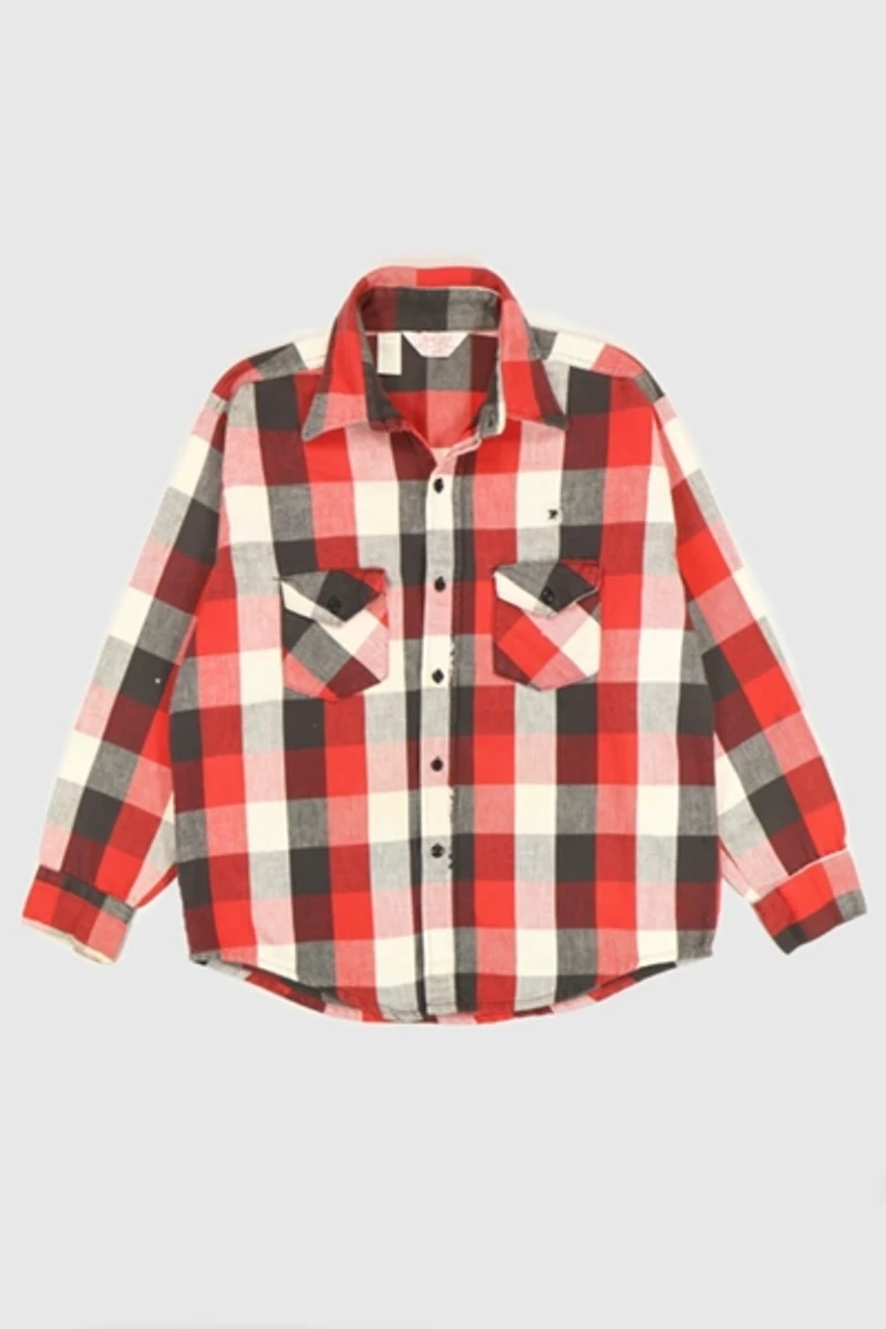 Vintage Red Plaid Button-Down Shirt