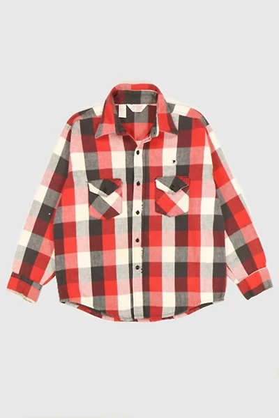 Vintage Red Plaid Button-Down Shirt