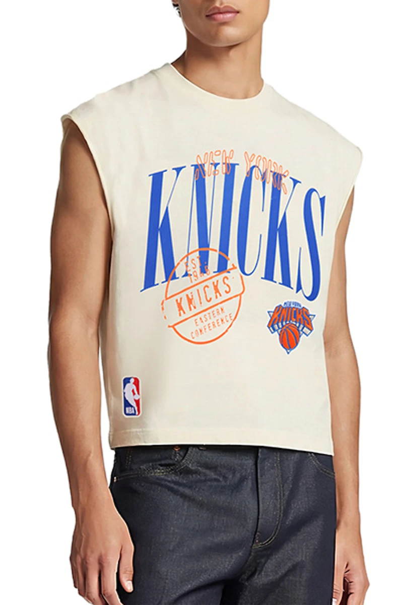 Pro Standard NBA New York Knicks Stamped Team Logo Graphic Cutoff Muscle Tee
