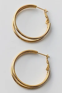 City Girl Waterproof Small Illusion Double Hoop Earrings