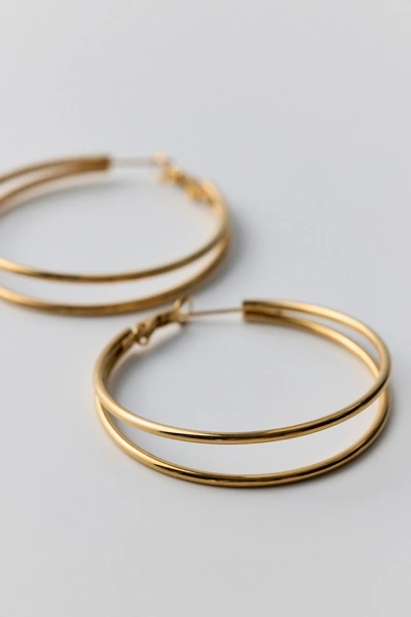 City Girl Waterproof Medium Illusion Double Hoop Earrings