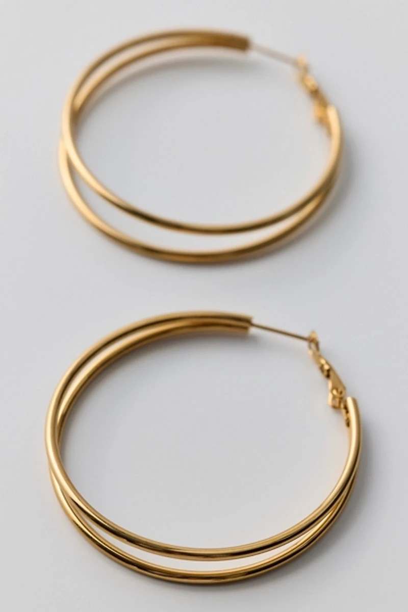 City Girl Waterproof Medium Illusion Double Hoop Earrings