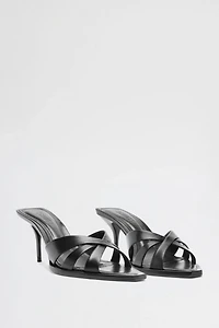 Schutz Keefa Leaf Mule Heeled Sandals