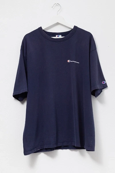 Vintage 1990s Champion Cotton Navy Blue Script Logo T-Shirt