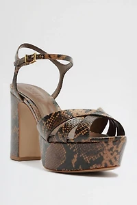 Schutz Keefa Snakeskin Heeled Sandals