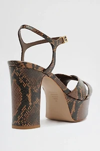 Schutz Keefa Snakeskin Heeled Sandals