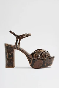 Schutz Keefa Snakeskin Heeled Sandals