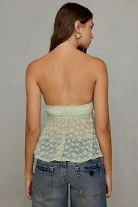 Kimchi Blue Anette Sheer Lace Halter Neck Babydoll Top