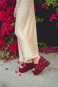 Azalea Wang Betsey Platform Sequin Wedge Sandal