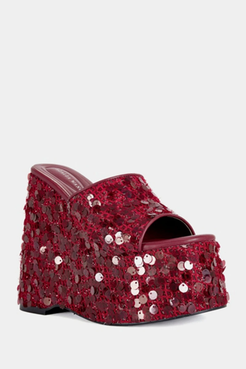 Azalea Wang Betsey Platform Sequin Wedge Sandal