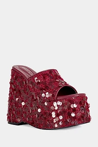 Azalea Wang Betsey Platform Sequin Wedge Sandal