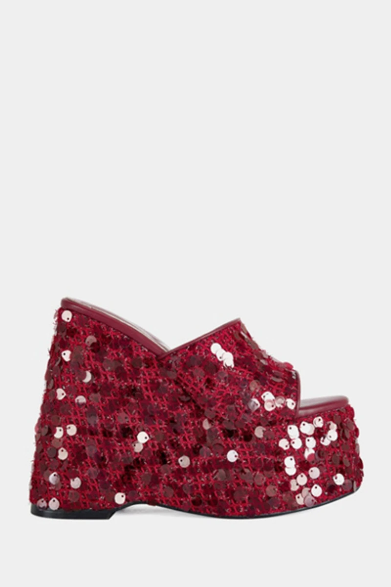 Azalea Wang Betsey Platform Sequin Wedge Sandal