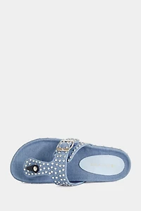 Azalea Wang Daisychain Studded Denim Thong Sandal