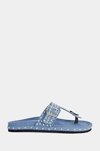 Azalea Wang Daisychain Studded Denim Thong Sandal