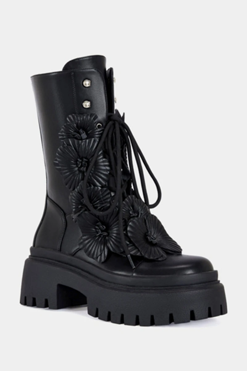 Azalea Wang Devoir 3D Flower Combat Bootie