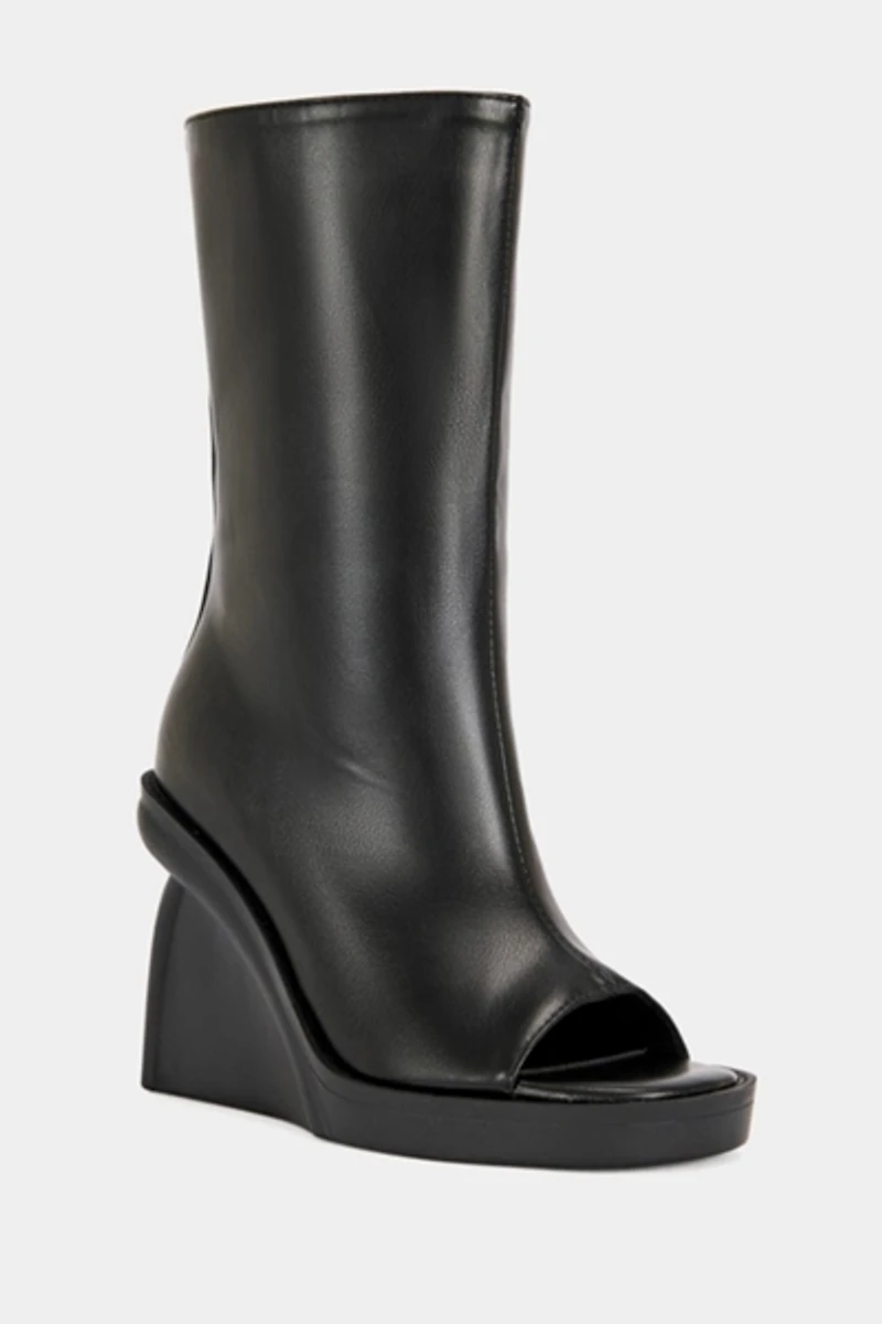 Azalea Wang Nolia Wedge Peep-Toe Bootie
