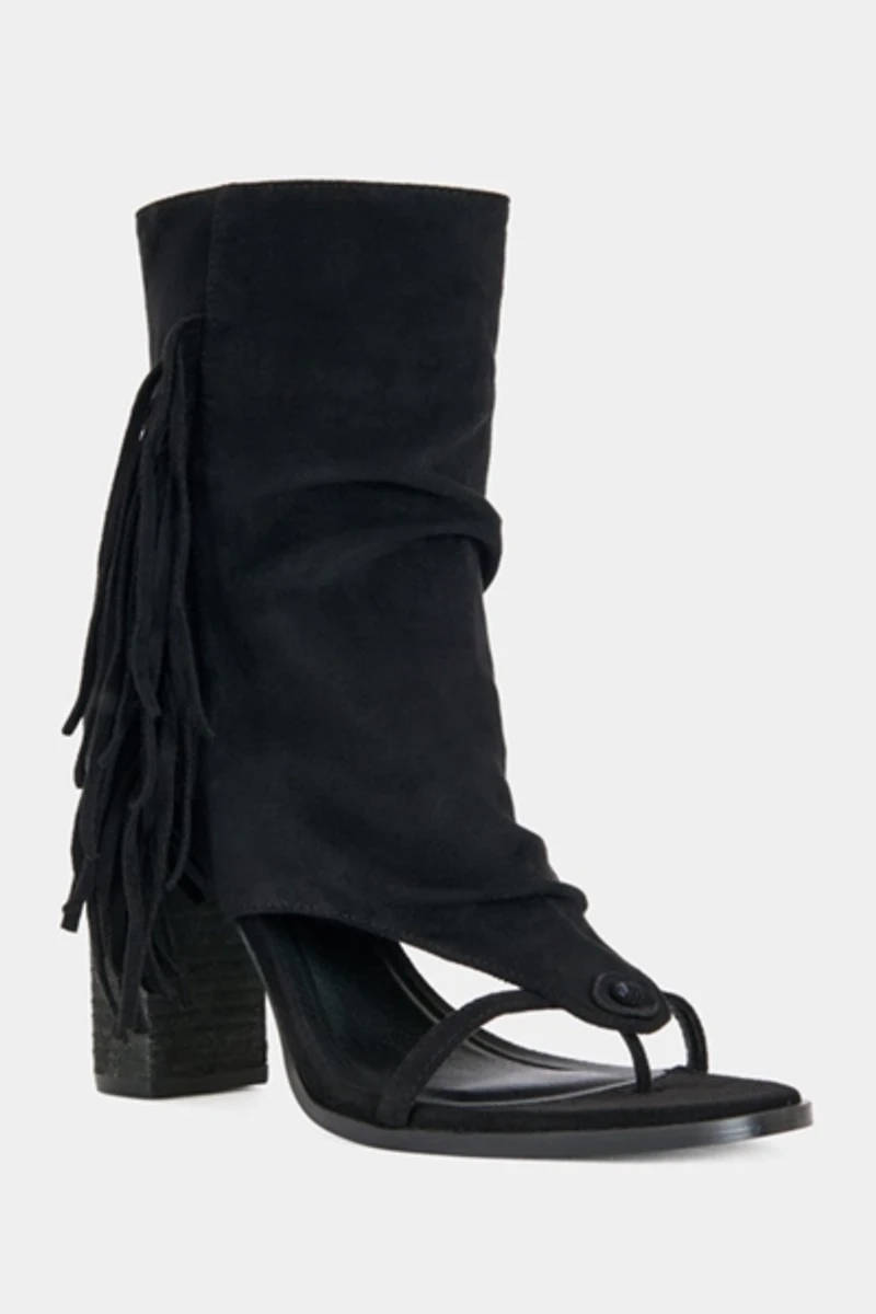 Azalea Wang Paco Fringe Peep-Toe Bootie