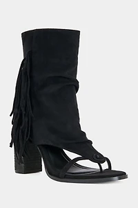 Azalea Wang Paco Fringe Peep-Toe Bootie
