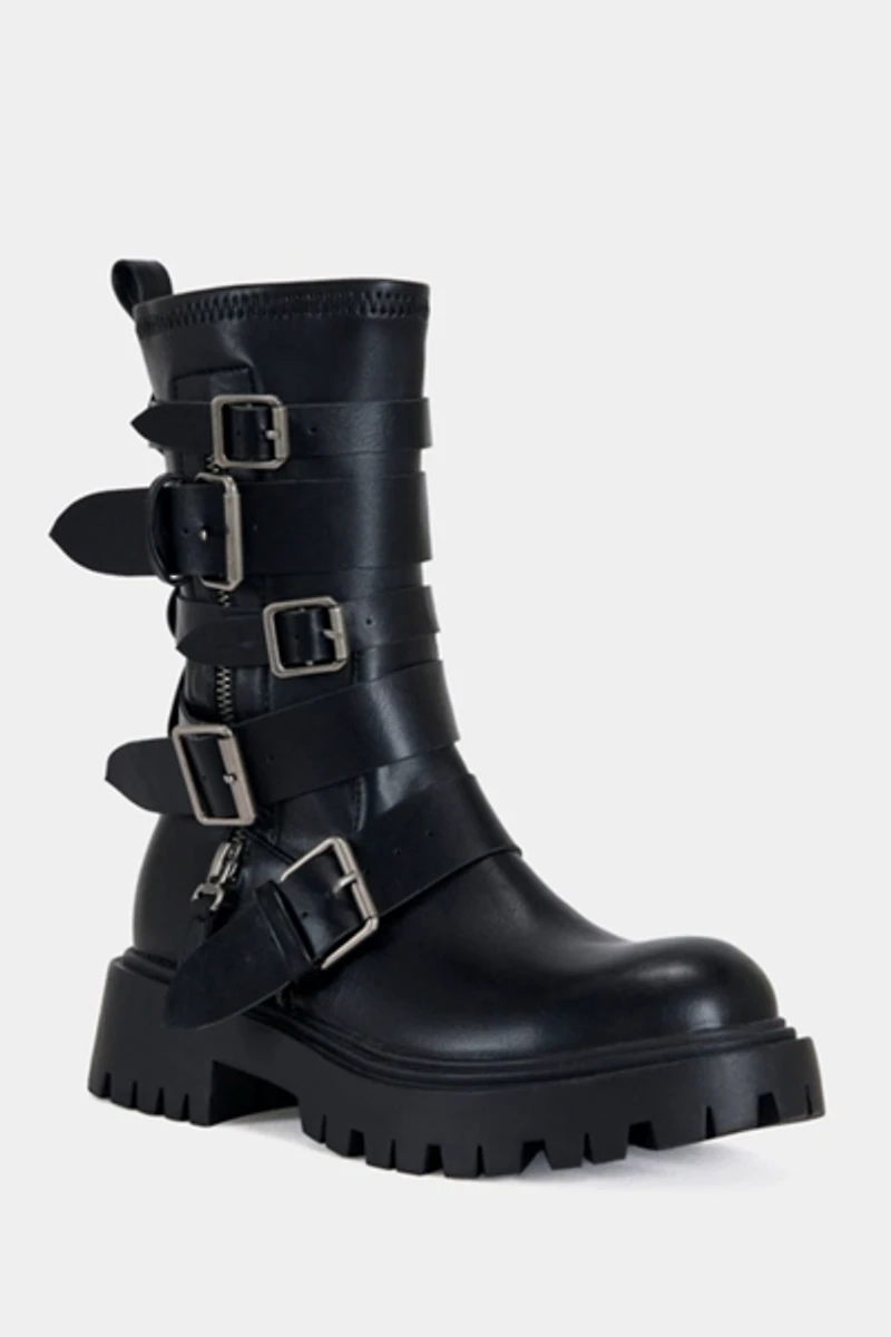 Azalea Wang Spridy Buckled Combat Bootie