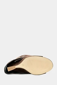 Azalea Wang Tinseled Velvet Denim Wedge Bootie