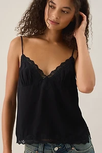 Kimchi Blue Doe Lace Trim Satin Cami