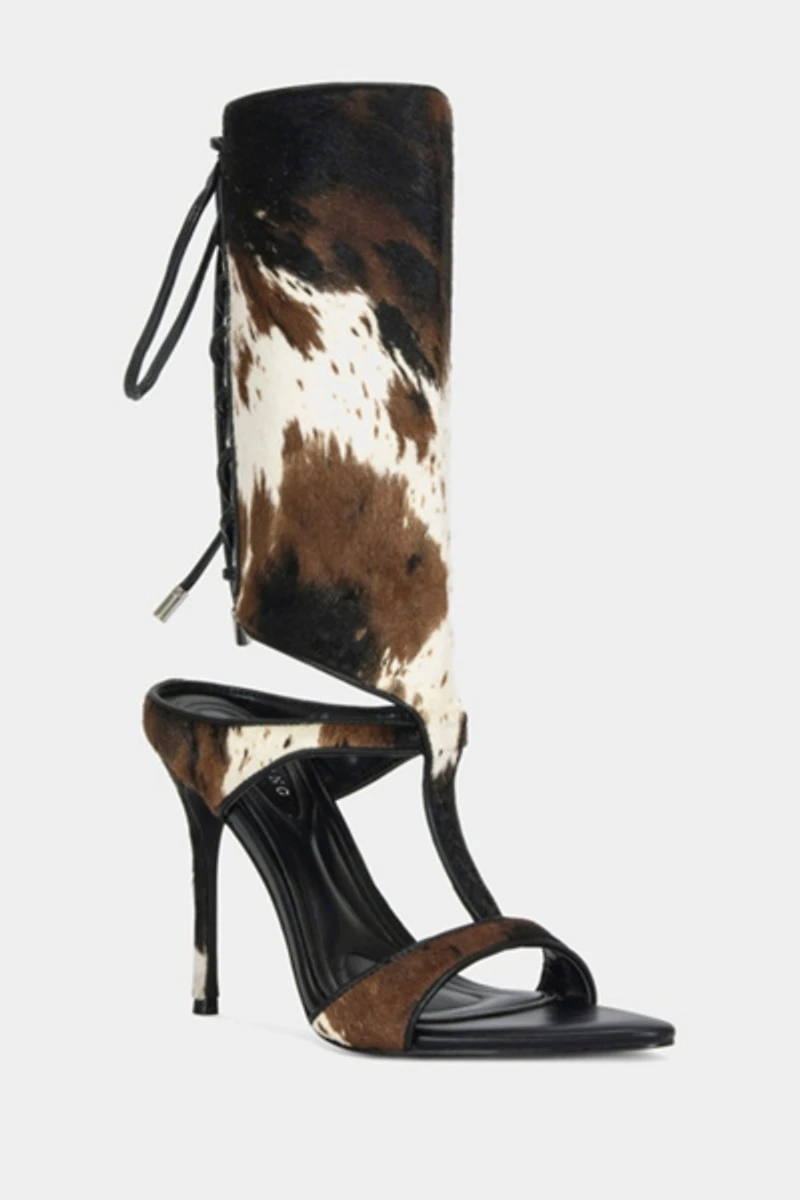 Azalea Wang Boudier Calf Hair Stiletto Bootie Heel