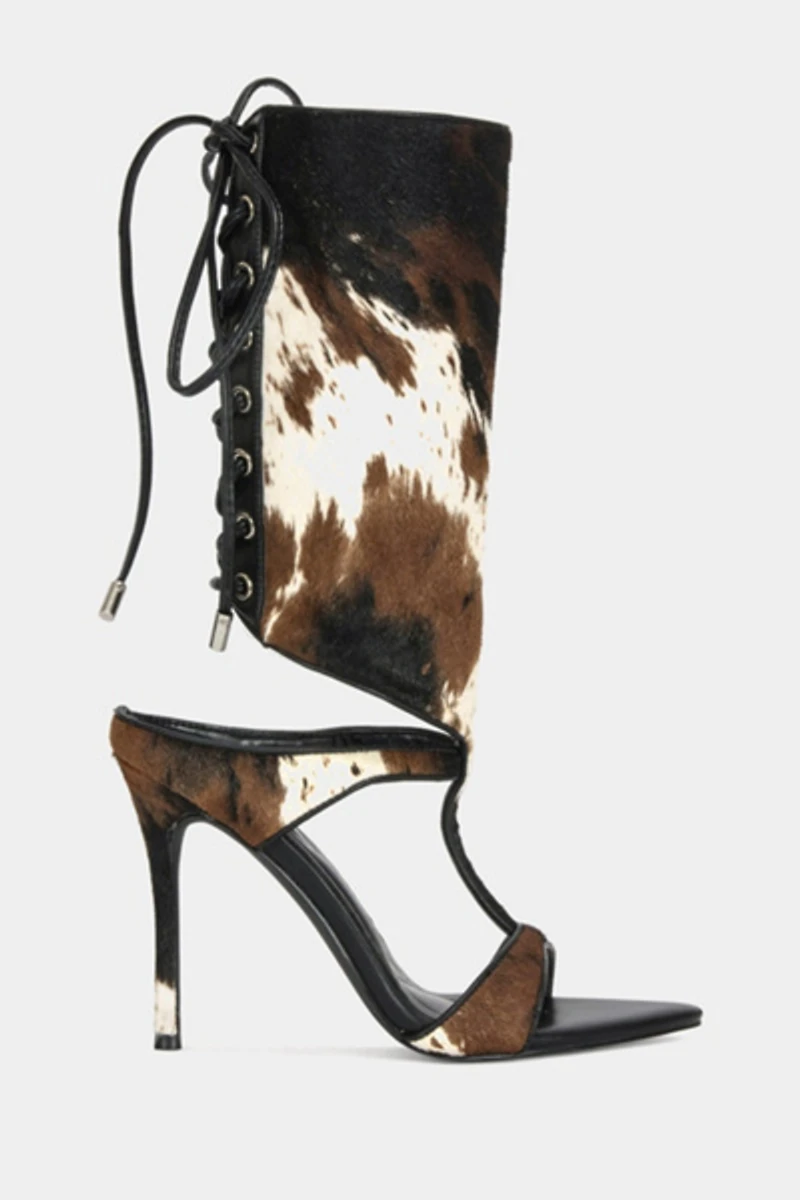 Azalea Wang Boudier Calf Hair Stiletto Bootie Heel